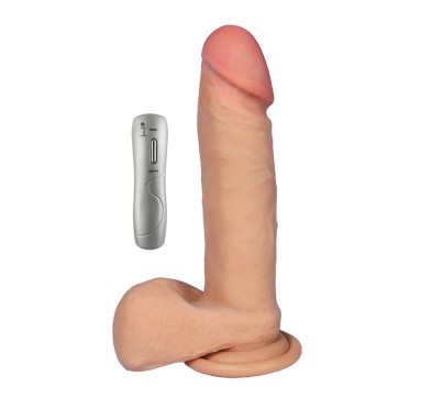 Dildo z wibracjami pilot cyberskóra cielisty 20 cm